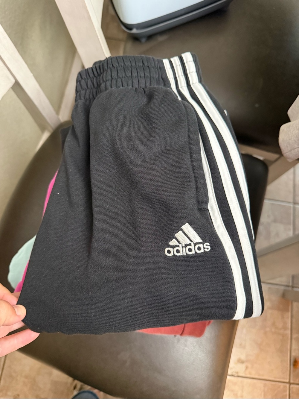 adidas Black Sweatpants with White Stripe Accents